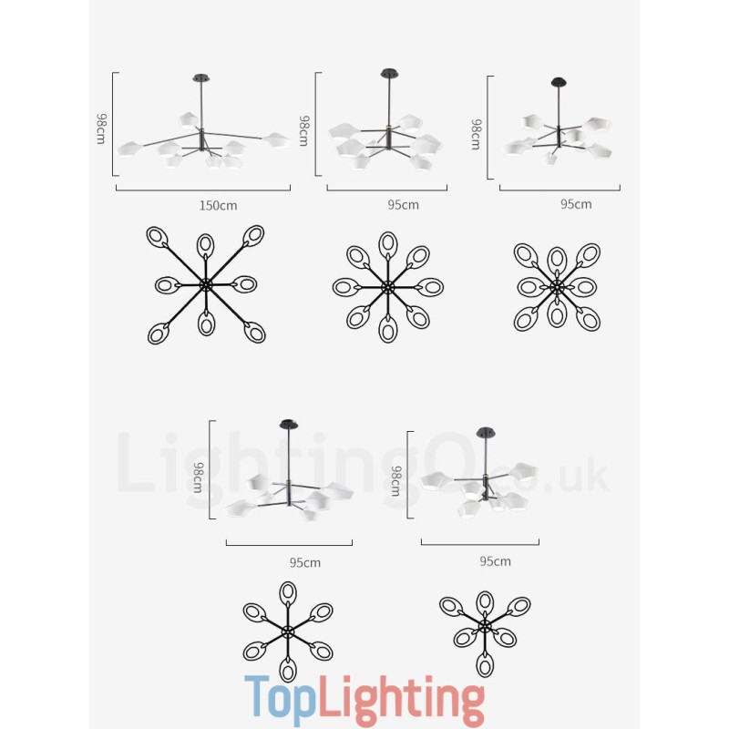 Modern Contemporary Pipe Chandelier with White Black Acrylic Shades