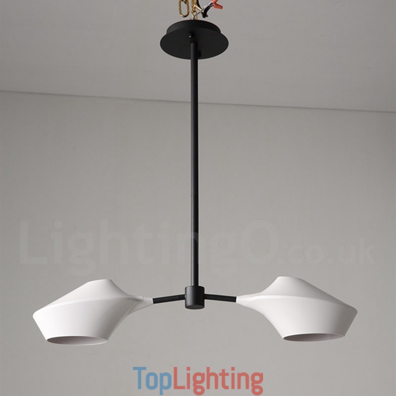 Modern Contemporary Pipe Chandelier with White Black Acrylic Shades