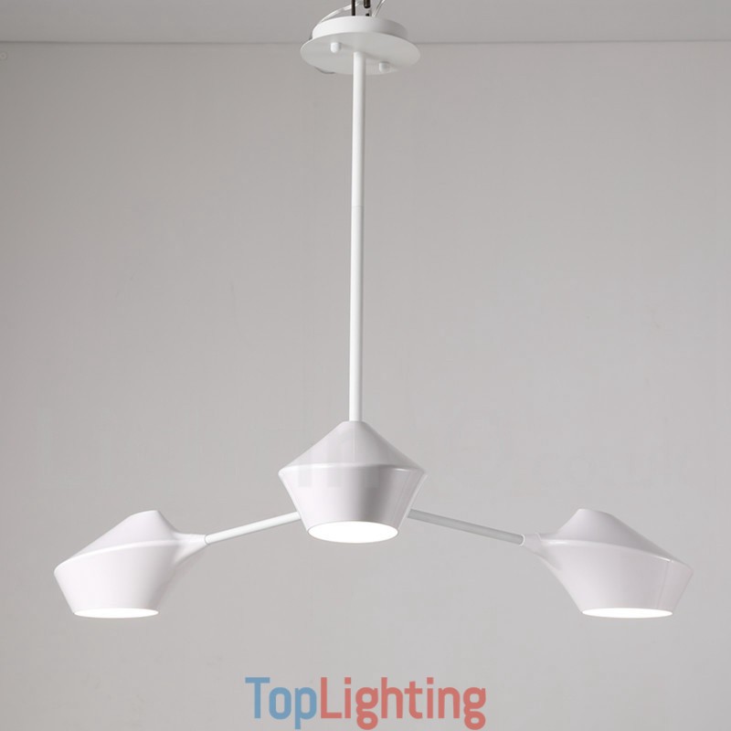 Modern Contemporary Pipe Chandelier with White Black Acrylic Shades