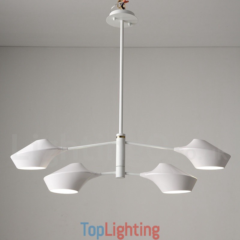 Modern Contemporary Pipe Chandelier with White Black Acrylic Shades