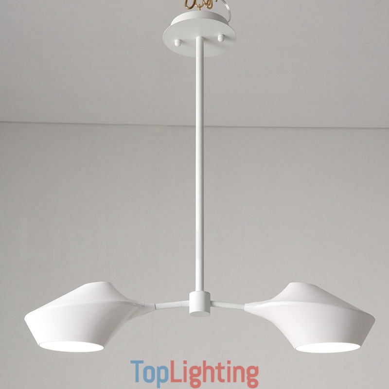 Modern Contemporary Pipe Chandelier with White Black Acrylic Shades