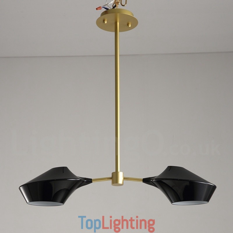 Modern Contemporary Pipe Chandelier with White Black Acrylic Shades