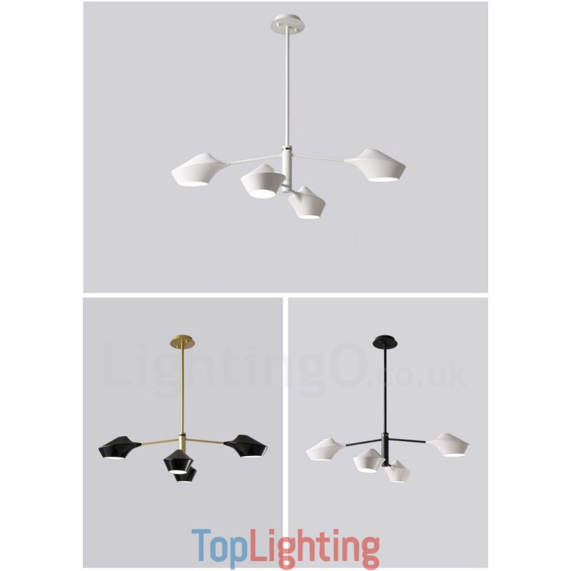 Modern Contemporary Pipe Chandelier with White Black Acrylic Shades