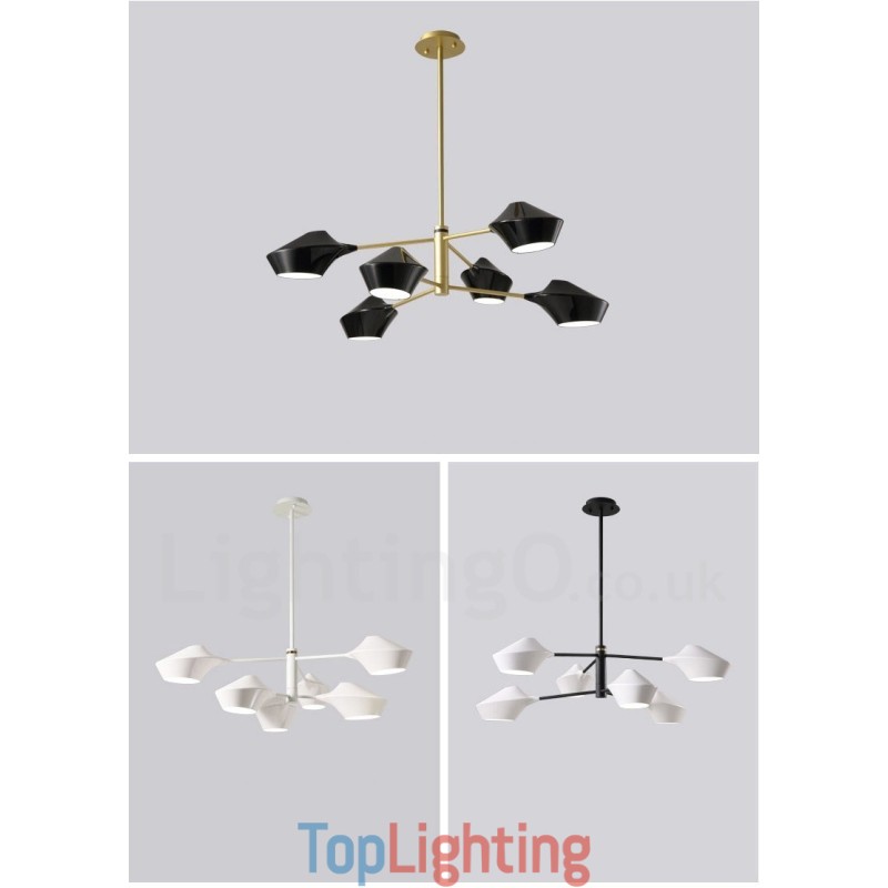 Modern Contemporary Pipe Chandelier with White Black Acrylic Shades