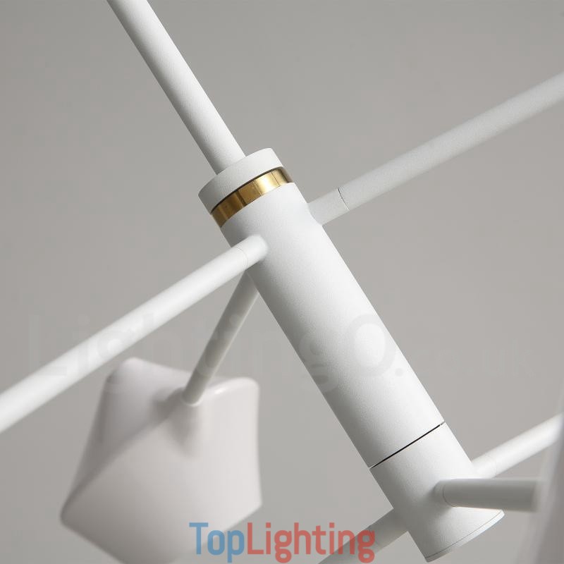 Modern Contemporary Pipe Chandelier with White Black Acrylic Shades