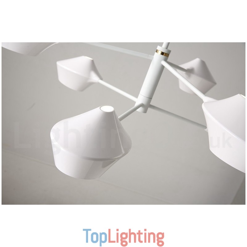 Modern Contemporary Pipe Chandelier with White Black Acrylic Shades
