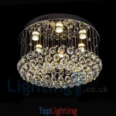 Modern K9 Crystal Round Flush Mount Ceiling Light Modern K9 Crystal Round Flush Mount Ceiling Light