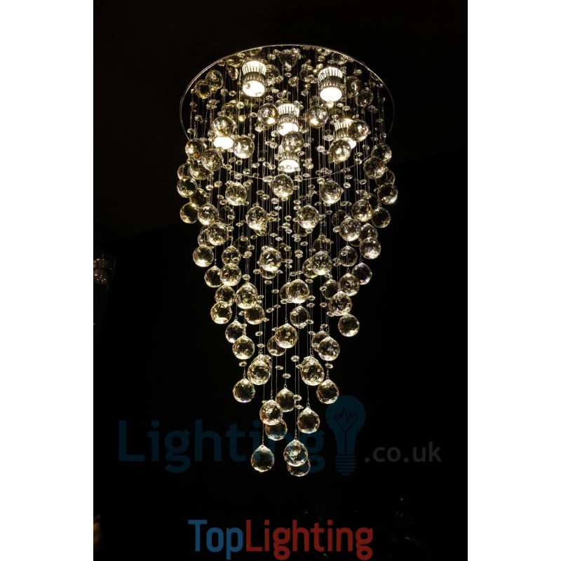 6 Light Modern K9 Crystal Round Flush Mount Ceiling Light