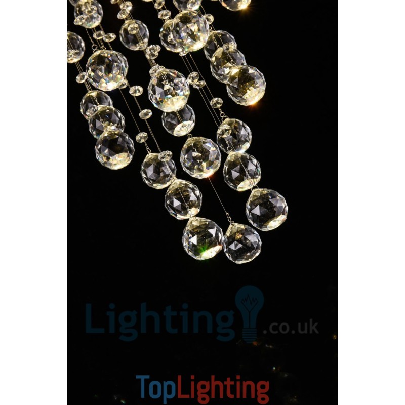 6 Light Modern K9 Crystal Round Flush Mount Ceiling Light