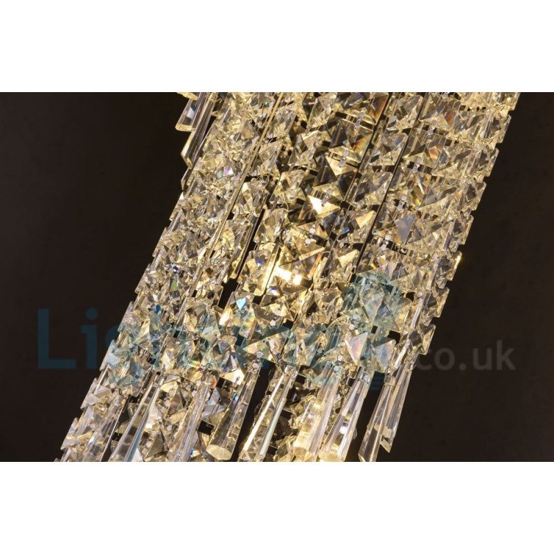 4 x GU10 + 8 x G4 150CM Long Crystal Drop Light Modern K9 Crystal Round Flush Mount Ceiling Light