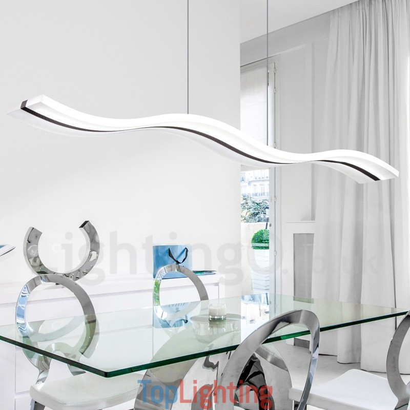 Dimmable Linear Pendant Light with Remote Control Modern Design