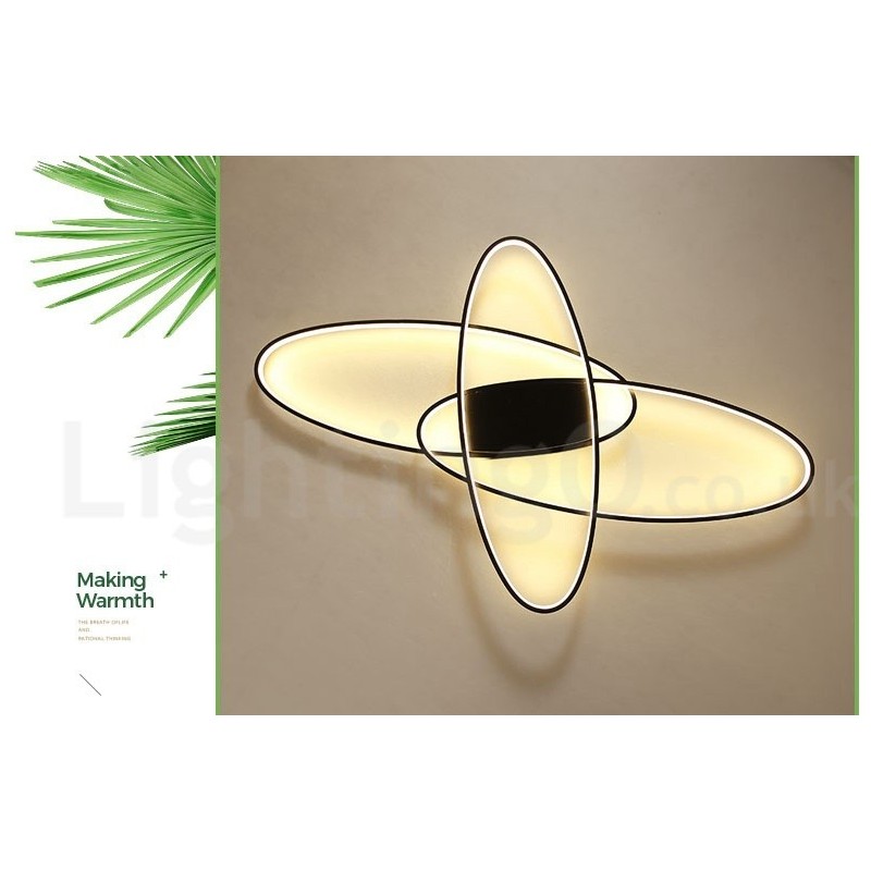 Dimmable Oval Modern Comtemporary Alumilium Ceiling Light Flush Mount Lamp for Living Room Bed Room Also Can Be Used As Wall Light