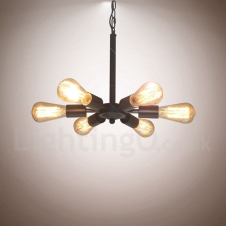 6 Light Rustic Retro Vintage Black Pendant Light Design 6 Light Rustic Retro Vintage Black Pendant Light Design