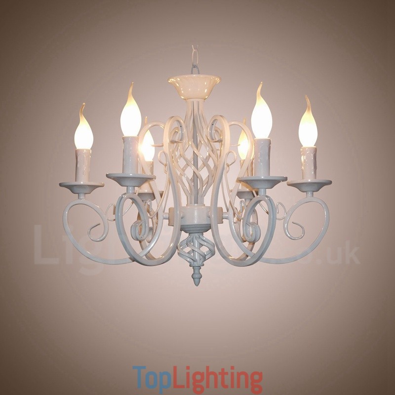 6 Light Rustic Retro Vintage Black White Pendant Candle Chandelier