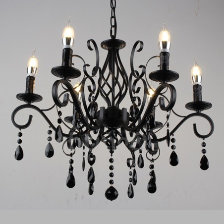 6 Light Crystal Rustic Retro Vintage Black White Blue Pendant Candle Chandelier 6 Light Crystal Rustic Retro Vintage Black White Blue Pendant Candle Chandelier