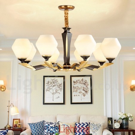 Pure Brass Luxurious Rustic Retro Vintage Brass Pendant Candle Chandelier with Glass Shades Pure Brass Luxurious Rustic Retro Vintage Brass Pendant Candle Chandelier with Glass Shades