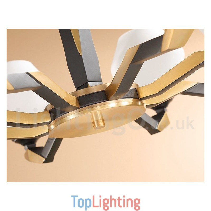 Pure Brass Luxurious Rustic Retro Vintage Brass Pendant Candle Chandelier with Glass Shades