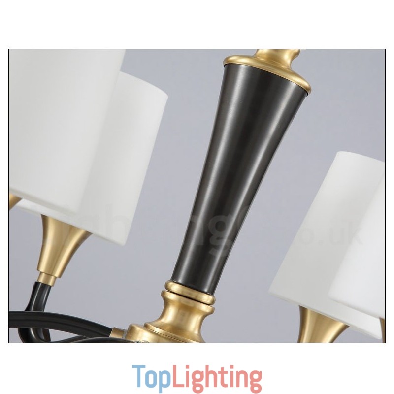 Pure Brass Luxurious Rustic Retro Vintage Brass Stone Pendant Candle Chandelier with Glass Shades