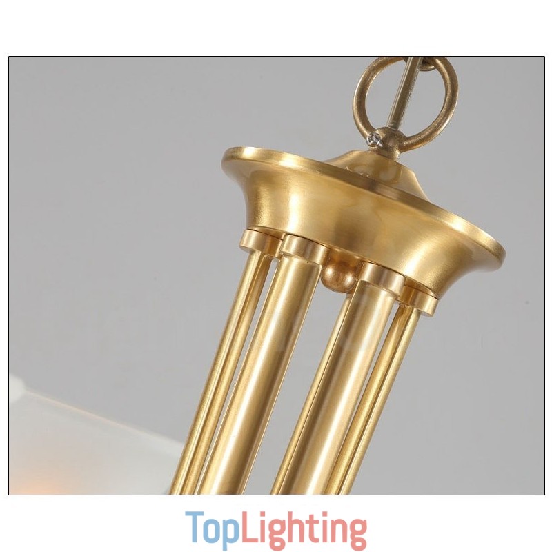 Pure Brass Luxurious Rustic Retro Vintage Brass Pendant Candle Chandelier with Glass Shades