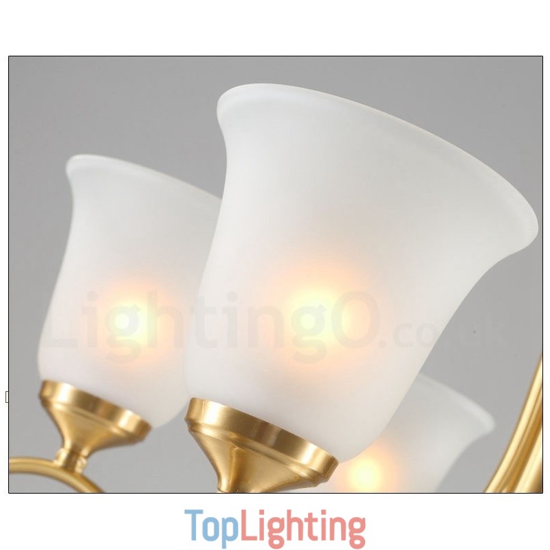 Pure Brass Luxurious Rustic Retro Vintage Brass Pendant Candle Chandelier with Glass Shades