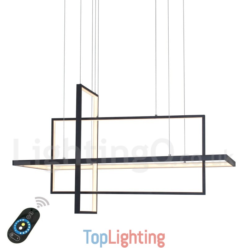 Dimmable Linear Pendant Light with Remote Control Ambient Light Painted Finishes Aluminum Modern Design
