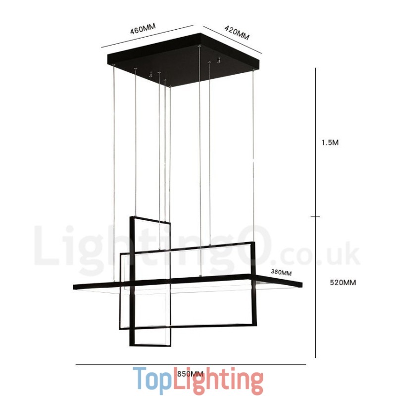 Dimmable Linear Pendant Light with Remote Control Ambient Light Painted Finishes Aluminum Modern Design