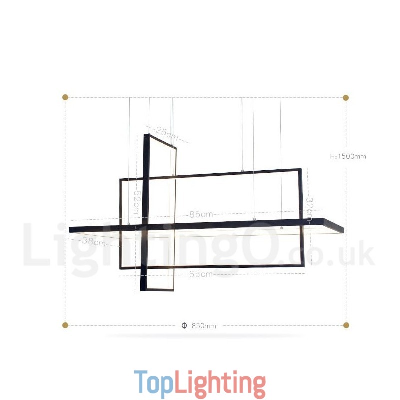 Dimmable Linear Pendant Light with Remote Control Ambient Light Painted Finishes Aluminum Modern Design