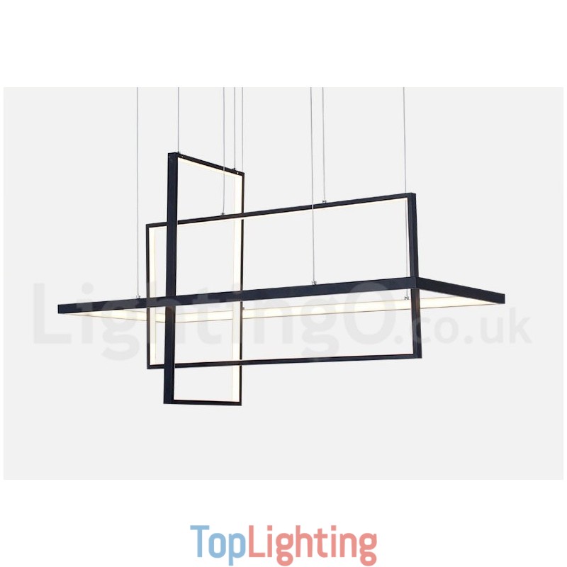 Dimmable Linear Pendant Light with Remote Control Ambient Light Painted Finishes Aluminum Modern Design