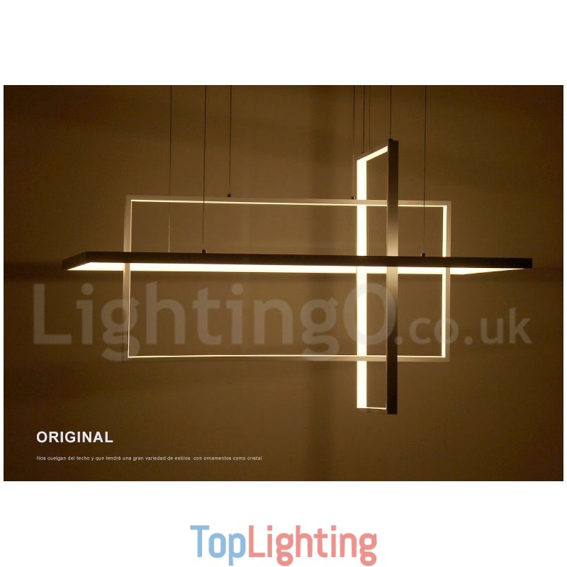 Dimmable Linear Pendant Light with Remote Control Ambient Light Painted Finishes Aluminum Modern Design