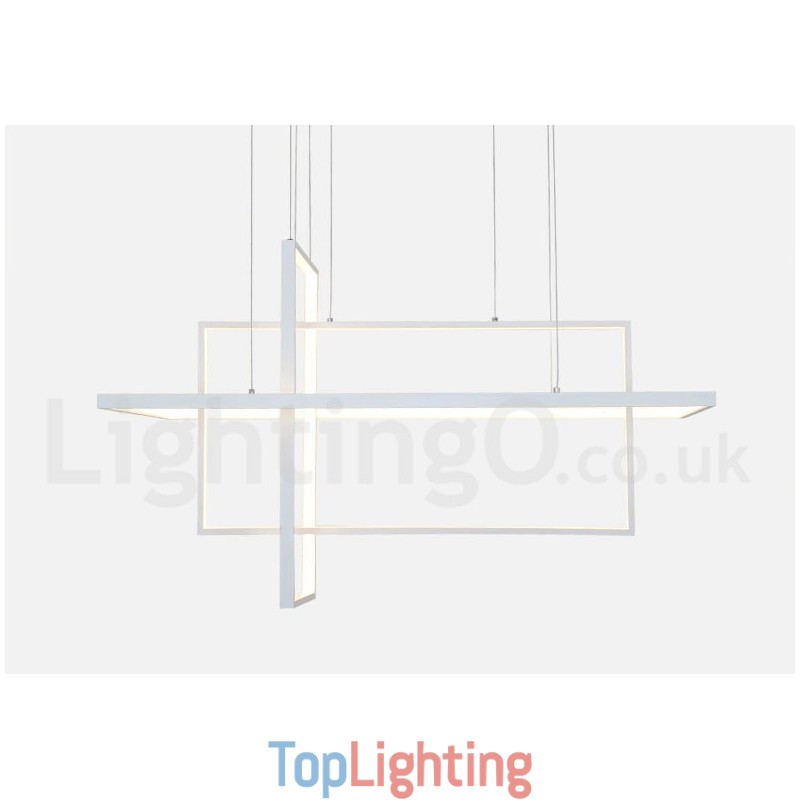 Dimmable Linear Pendant Light with Remote Control Ambient Light Painted Finishes Aluminum Modern Design