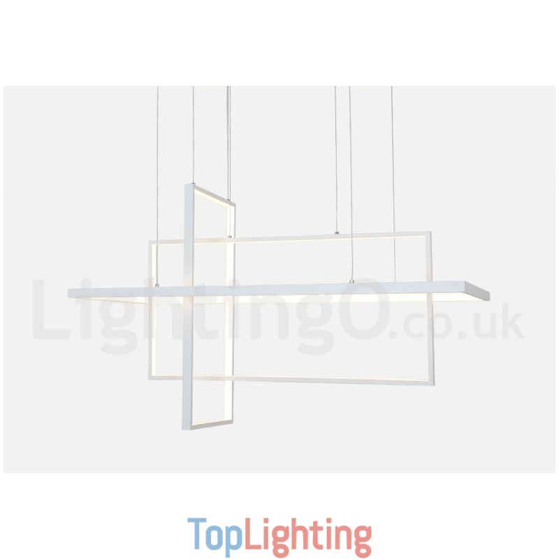 Dimmable Linear Pendant Light with Remote Control Ambient Light Painted Finishes Aluminum Modern Design
