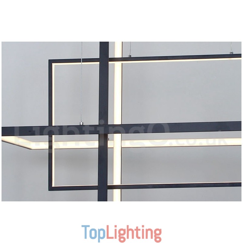 Dimmable Linear Pendant Light with Remote Control Ambient Light Painted Finishes Aluminum Modern Design