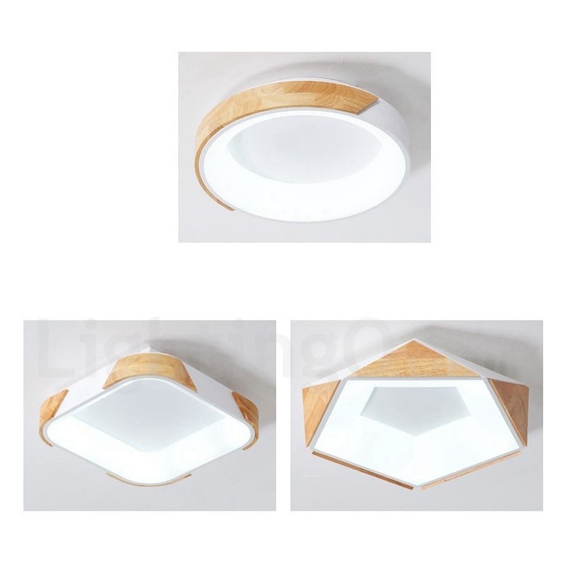 Dimmable Multi Colours Round Wood Ceiling Light with Acrylic Shade Ceiling Lamp Nordic Style