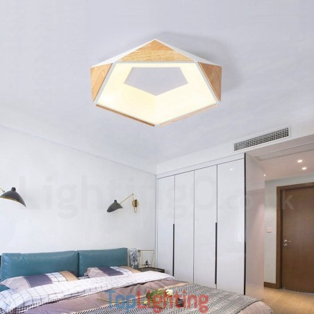 Dimmable Multi Colours Pentagon Wood Ceiling Light with Acrylic Shade Ceiling Lamp Nordic Style Dimmable Multi Colours Pentagon Wood Ceiling Light with Acrylic Shade Ceiling Lamp Nordic Style