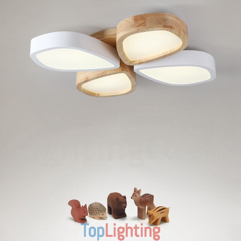 Dimmable Ultra thin Petal Wood Ceiling Light with Acrylic Shade Ceiling Lamp Nordic Style