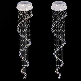 Crystal Pendant Light Chandelier Lighting 4 Lights Silver Canpoy Clear K9 Crystal Helix Ceiling Lamps H150CM