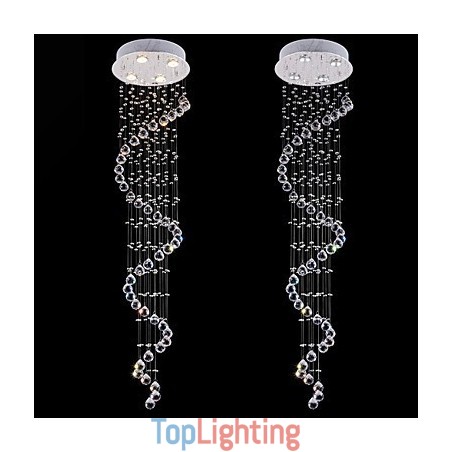 Crystal Pendant Light Chandelier Lighting 4 Lights Silver Canpoy Clear K9 Crystal Helix Ceiling Lamps H150CM Crystal Pendant Light Chandelier Lighting 4 Lights Silver Canpoy Clear K9 Crystal Helix Ceiling Lamps H150CM