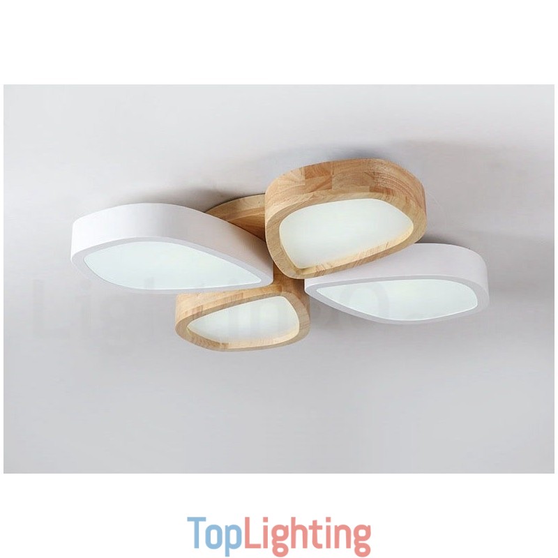 Dimmable Ultra thin Petal Wood Ceiling Light with Acrylic Shade Ceiling Lamp Nordic Style