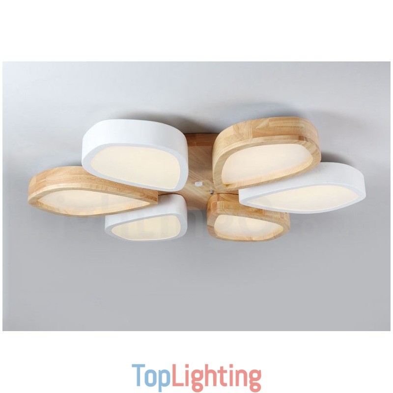 Dimmable Ultra thin Petal Wood Ceiling Light with Acrylic Shade Ceiling Lamp Nordic Style