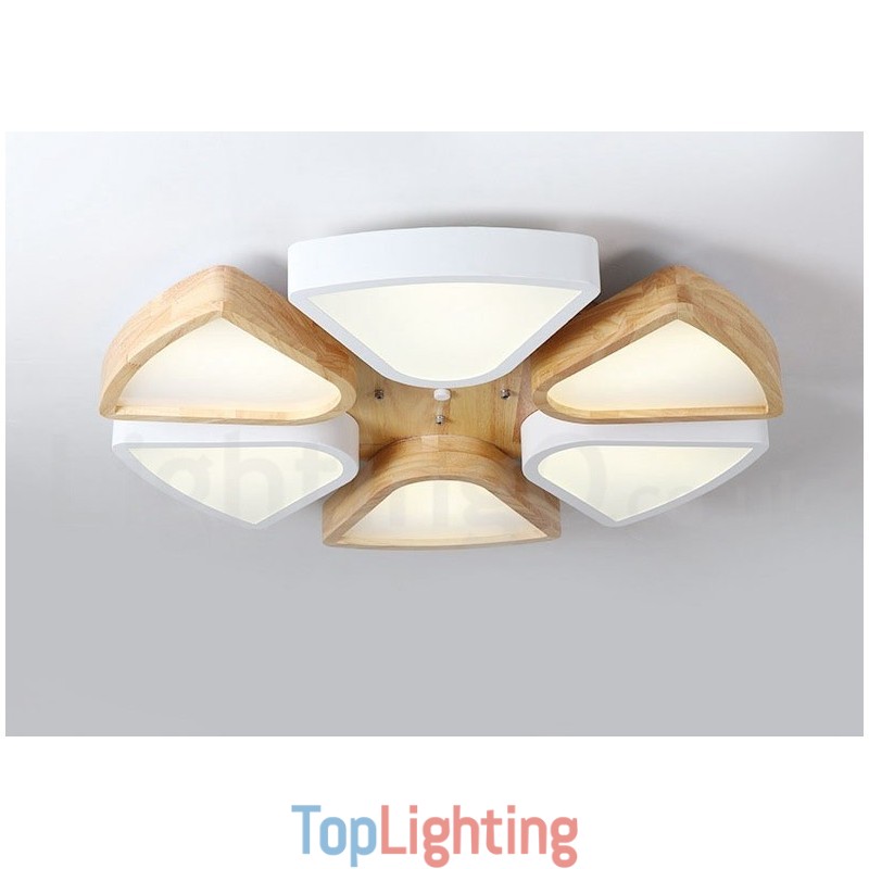 Dimmable Ultra thin Petal Wood Ceiling Light with Acrylic Shade Ceiling Lamp Nordic Style