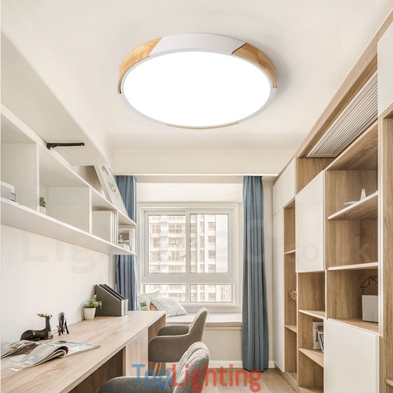 Dimmable Macaron Multi Colours Wood Ultra thin Ceiling Light with Acrylic Shade Ceiling Lamp Nordic Style