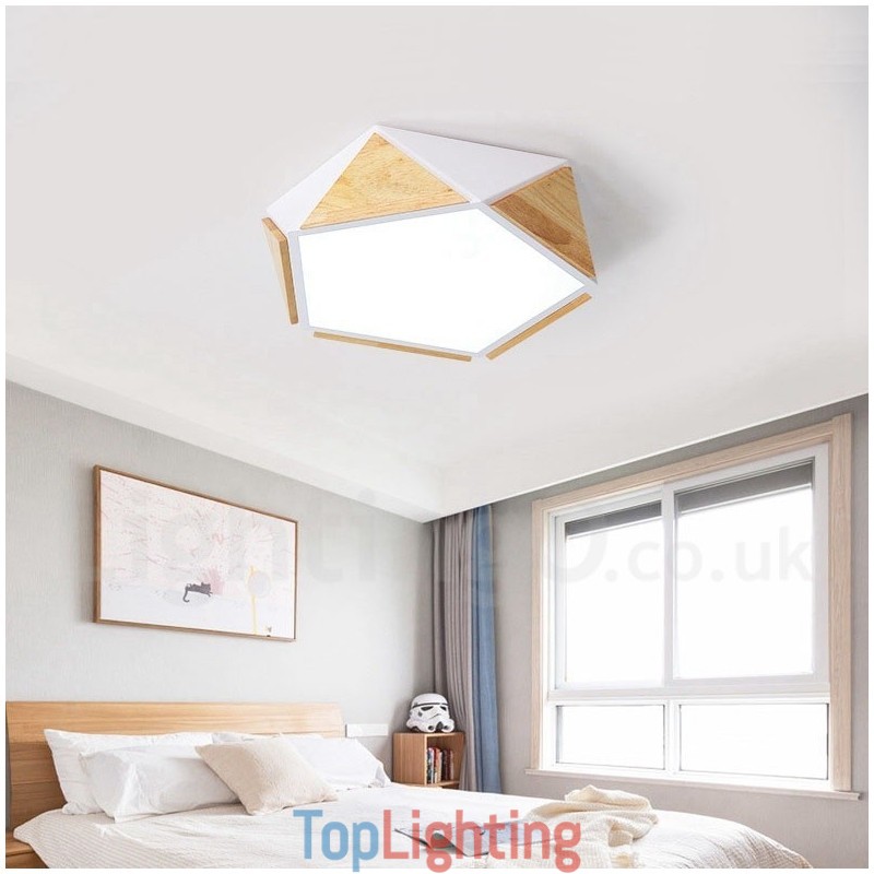 Dimmable Macaron Multi Colours Wood Ceiling Light with Acrylic Shade Ceiling Lamp Nordic Style