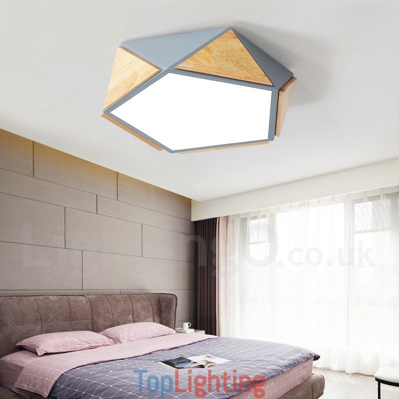 Dimmable Macaron Multi Colours Wood Ceiling Light with Acrylic Shade Ceiling Lamp Nordic Style