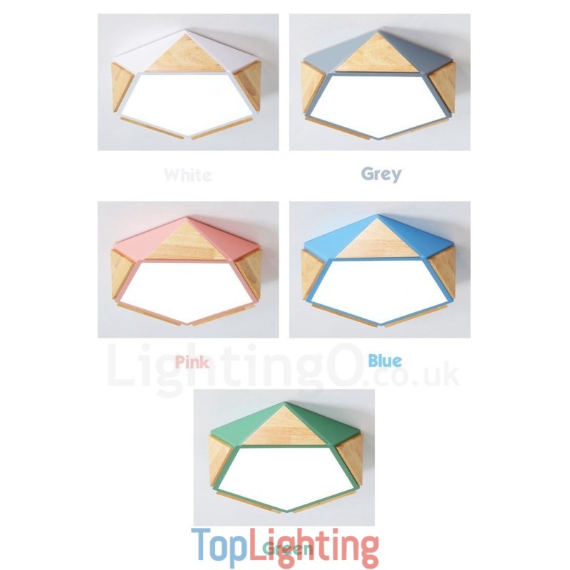 Dimmable Macaron Multi Colours Wood Ceiling Light with Acrylic Shade Ceiling Lamp Nordic Style