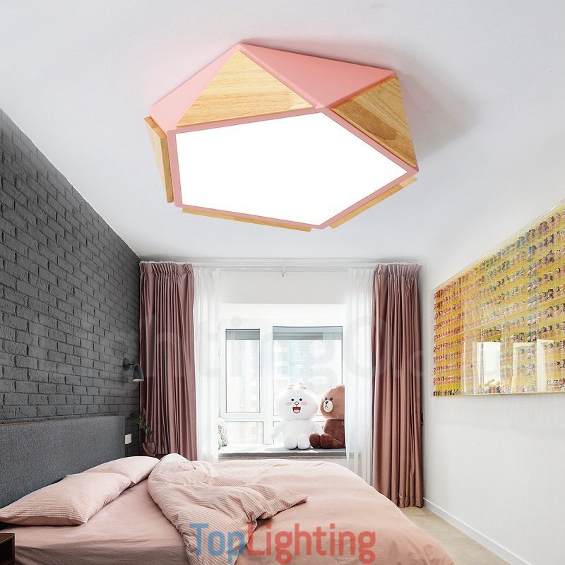 Dimmable Macaron Multi Colours Wood Ceiling Light with Acrylic Shade Ceiling Lamp Nordic Style