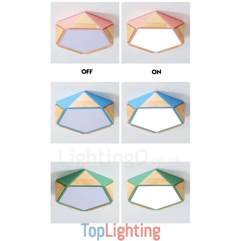 Dimmable Macaron Multi Colours Wood Ceiling Light with Acrylic Shade Ceiling Lamp Nordic Style