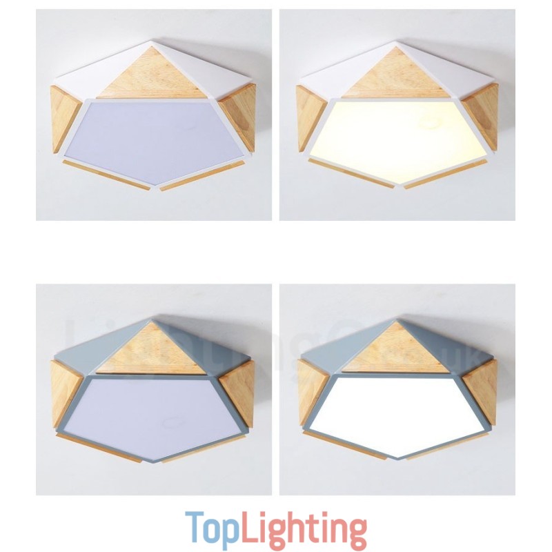 Dimmable Macaron Multi Colours Wood Ceiling Light with Acrylic Shade Ceiling Lamp Nordic Style