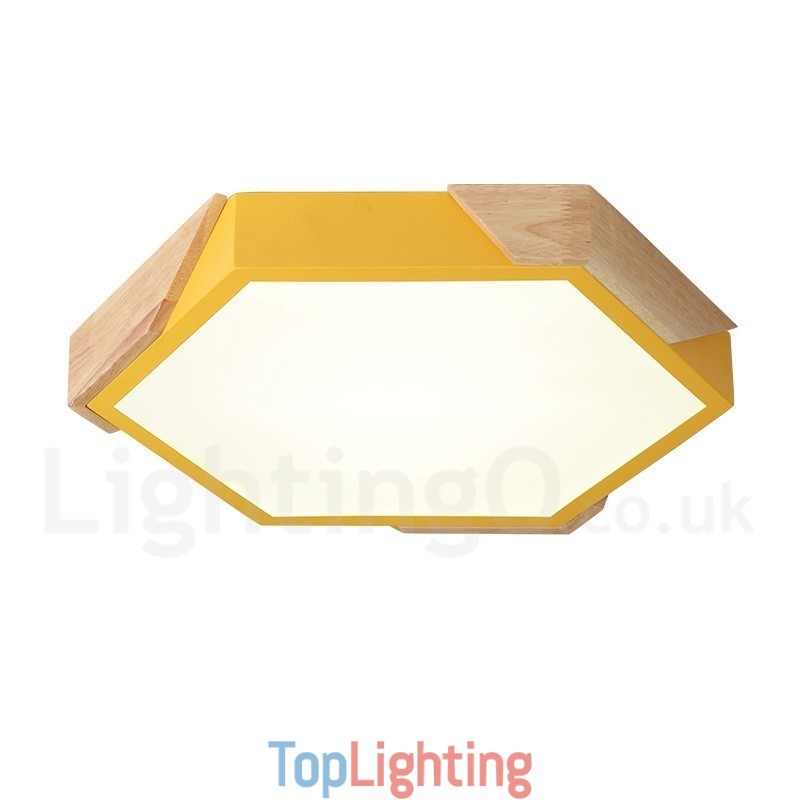 Dimmable Macaron Ultra thin Multi Colours Wood Ceiling Light with Acrylic Shade Ceiling Lamp Nordic Style