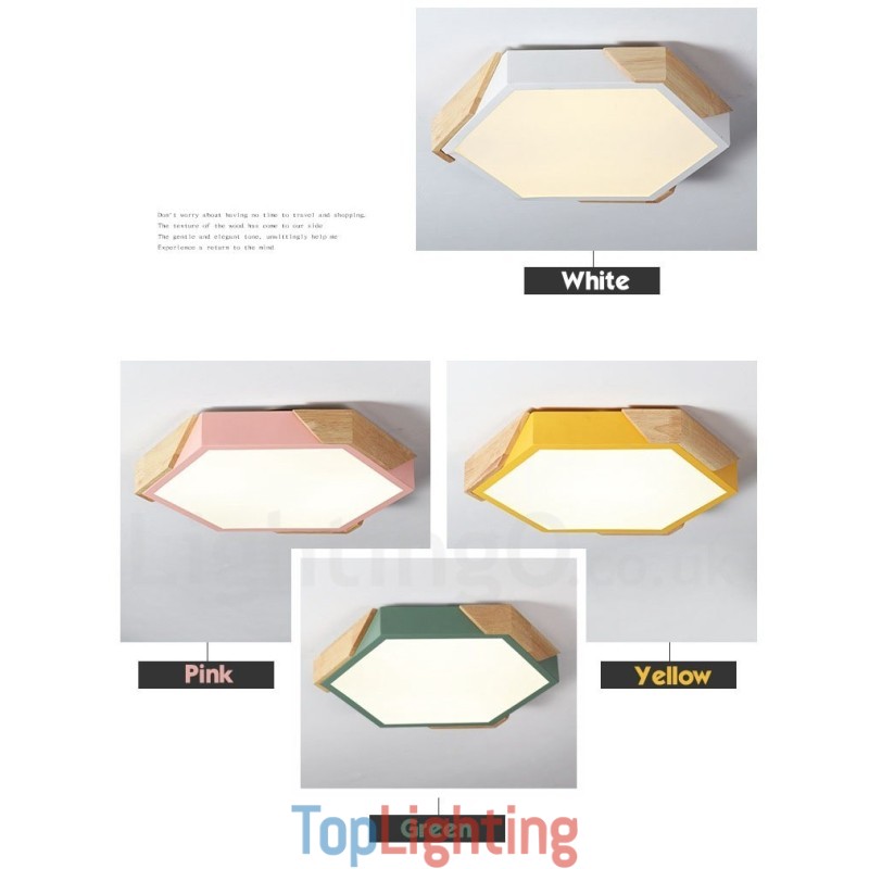 Dimmable Macaron Ultra thin Multi Colours Wood Ceiling Light with Acrylic Shade Ceiling Lamp Nordic Style