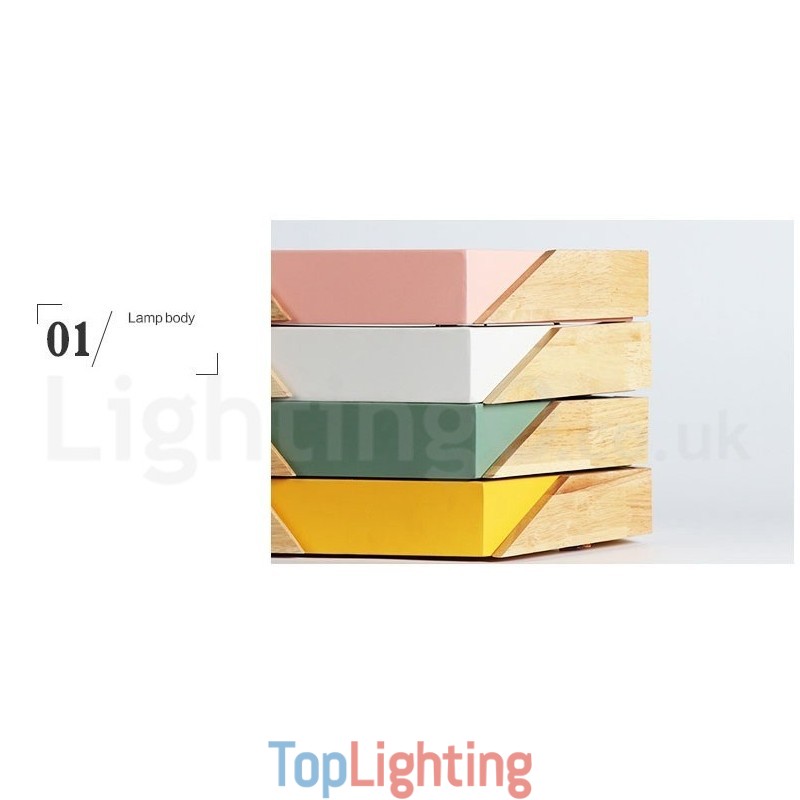 Dimmable Macaron Ultra thin Multi Colours Wood Ceiling Light with Acrylic Shade Ceiling Lamp Nordic Style